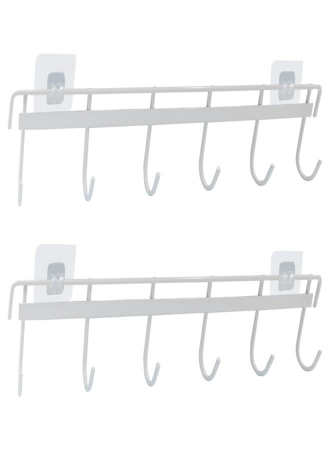 verkelly 2 Pcs Kitchen Utensil Rack with 4 Adhesives - Adhesive Kitchen Utensils Hanging Rack Utensil Holder for Kitchen, Bathroom, and Bedroom(White) - Image 1